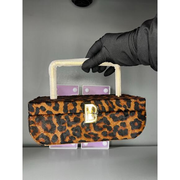Brandon Blackwood Vanity Purse in Leopard Ponyhair with Mirror - Picture 11 of 12